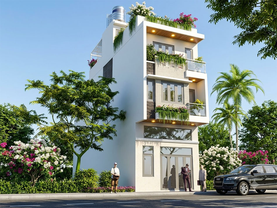 Nhà phố 3 tầng 1 lửng mái bằng 100m2 tại hà nội