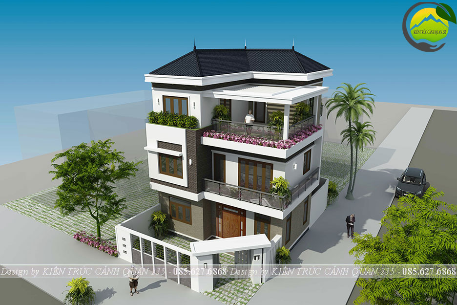 Biệt thự 3 tầng hiện đại mái nhật 90m2