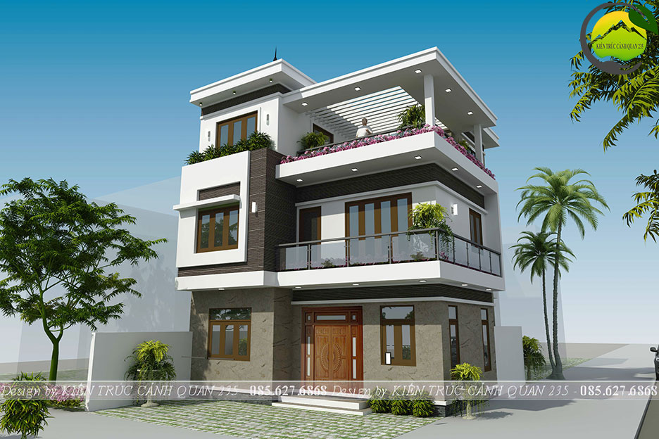 Biệt thự 3 tầng hiện đại mái nhật 90m2