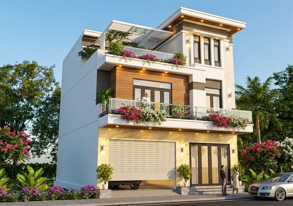 Biệt thự 3 tầng mặt tiền 9m 3
