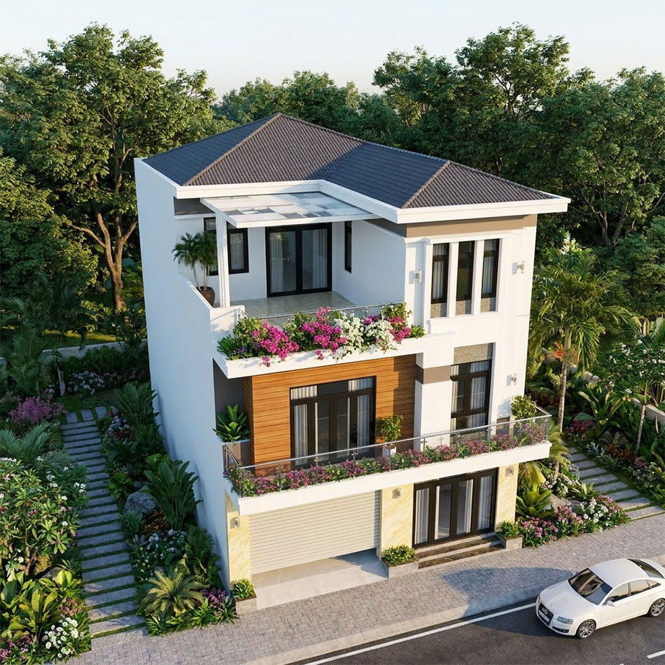 Biệt thự 3 tầng mặt tiền 9m
