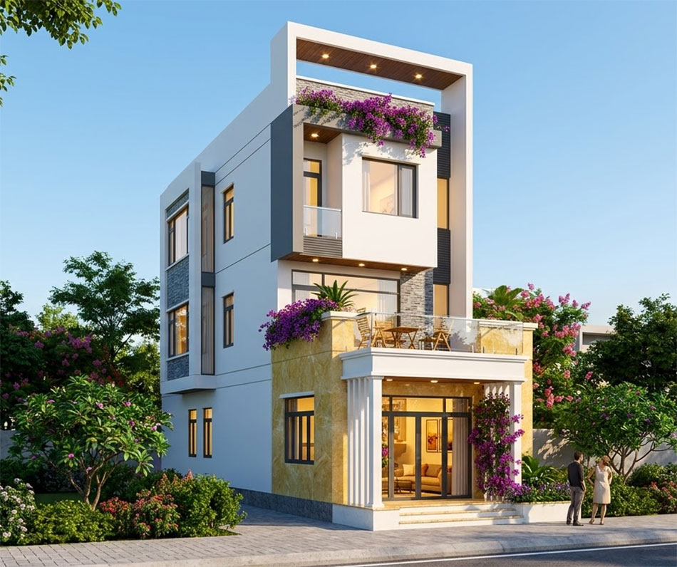 Nhà phố 3 tầng mặt tiền lô góc 3