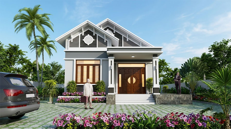 Nhà vườn 1 tầng mái thái 2 phòng ngủ 100m2
