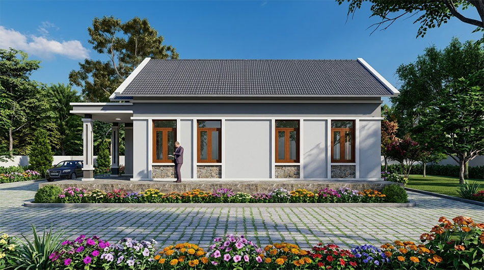 Nhà vườn 1 tầng mái thái 2 phòng ngủ 100m2 1