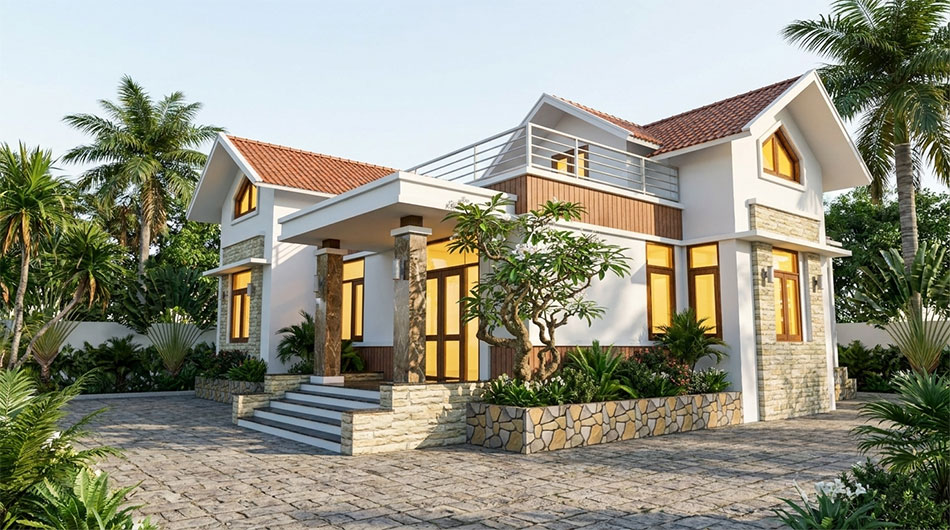 Biệt thự 1 tầng mái thái 180m2 tại Hà Nội 3