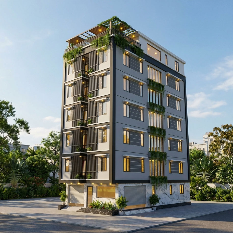 Thiết kế chung cư mini 6 tầng hiện đại cho thuê trọ 132m2 tại hà nội 4