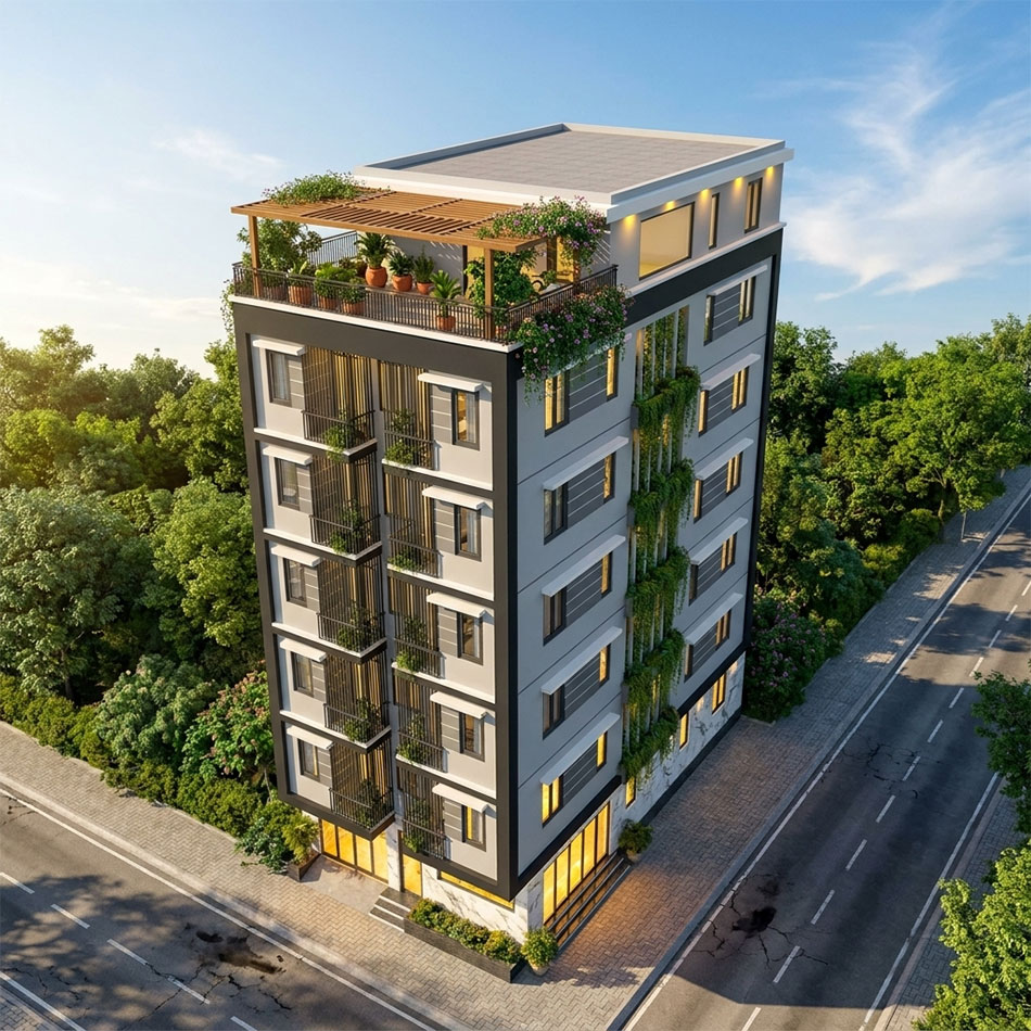 Thiết kế chung cư mini 6 tầng hiện đại cho thuê trọ 132m2 tại hà nội 3