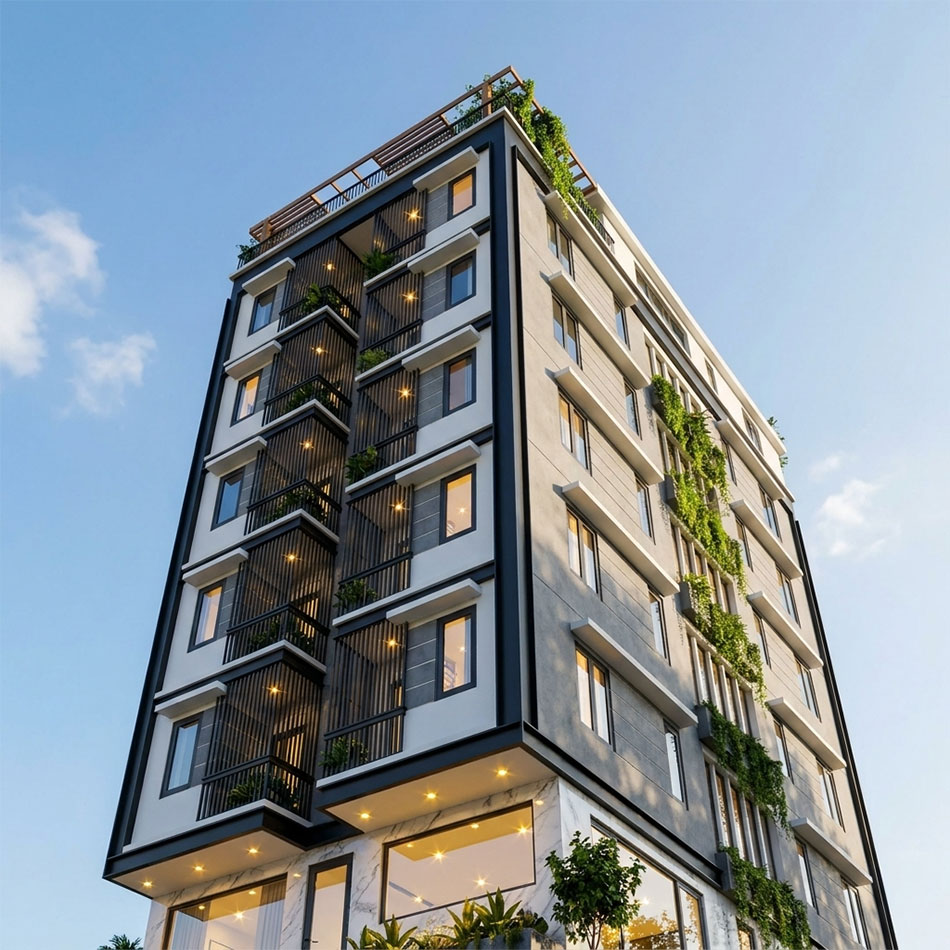 Thiết kế chung cư mini 6 tầng hiện đại cho thuê trọ 132m2 tại hà nội 2