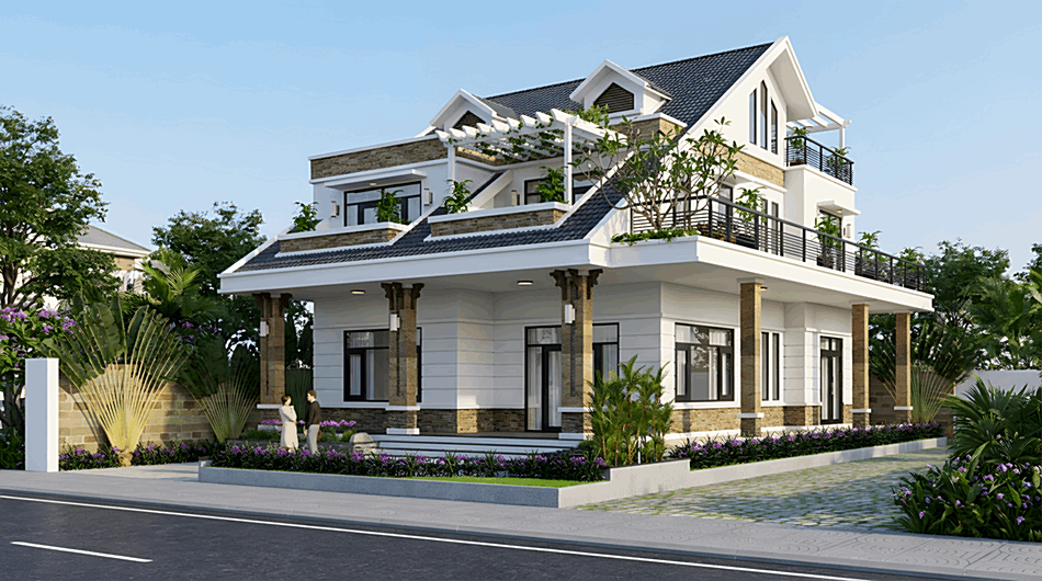 Biệt thự 2 tầng mái thái của anh Thanh diện tích 14,8x13,7m 6