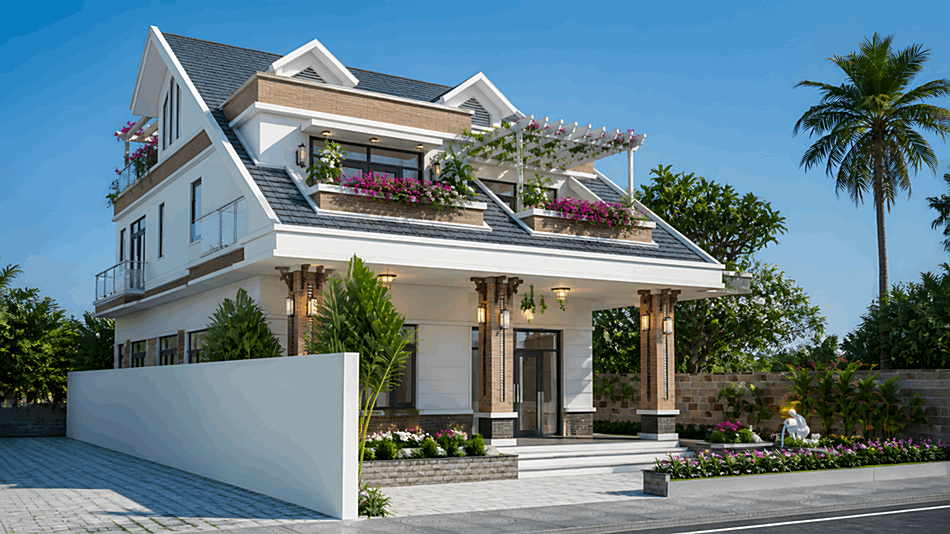 Biệt thự 2 tầng mái thái của anh Thanh diện tích 14,8x13,7m 5