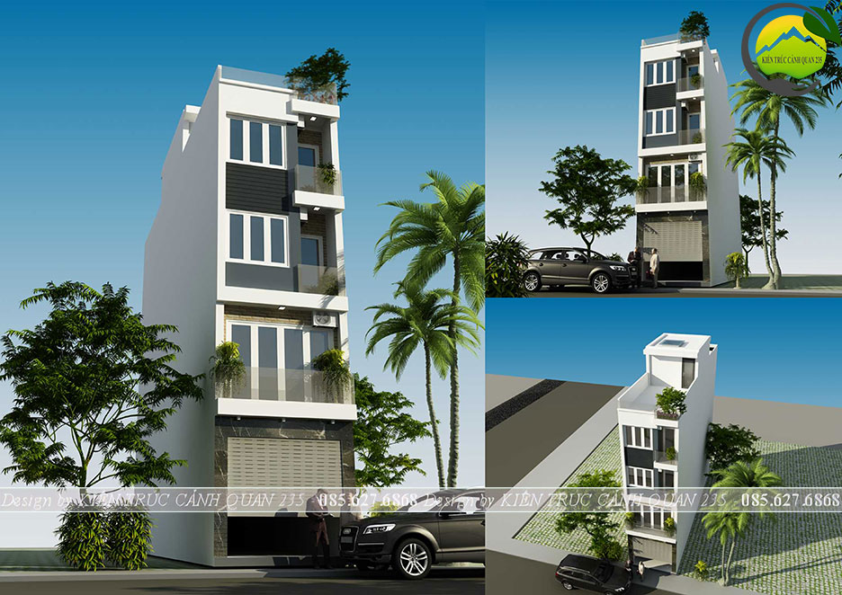 Mẫu nhà phố 4 tầng 1 tum rộng 54m2 mặt tiền 3,7m kết hợp kinh doanh 1