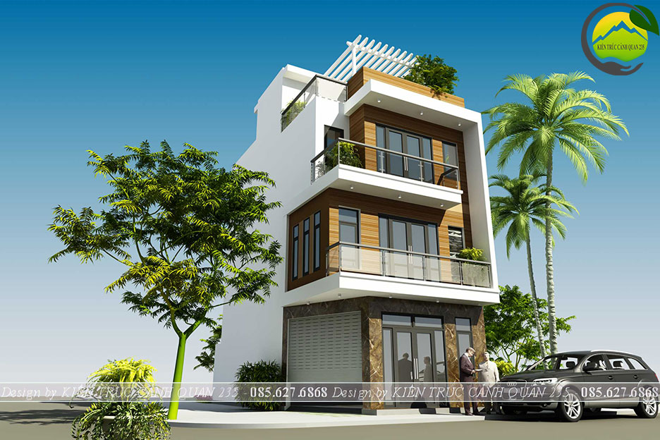 Mẫu nhà phố hiện đại 3 tầng 1 tum mặt tiền 6m tại Hà Nội 2