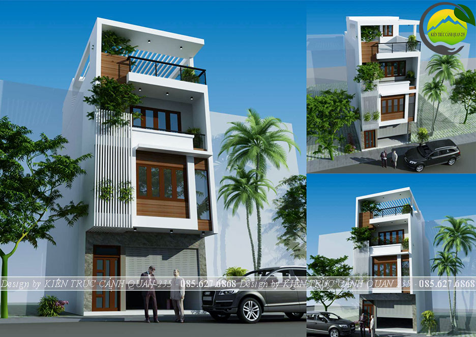 Mẫu nhà phố hiện đại 3 tầng có gara 5,5x13m tại Hà Nội 1