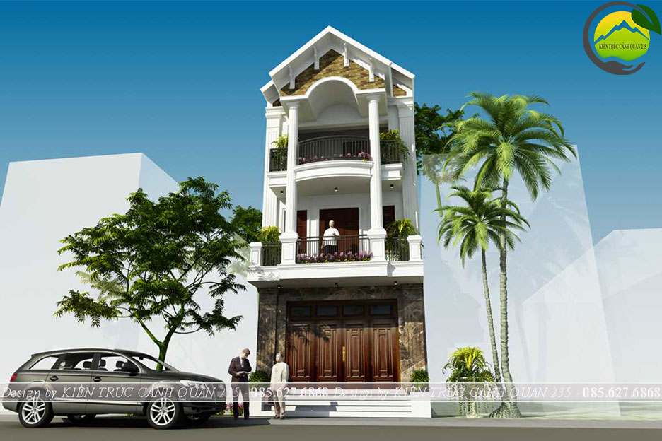 Mẫu nhà phố mái thái 3 tầng bán cổ điển 5,5x14m tại hà nội 2