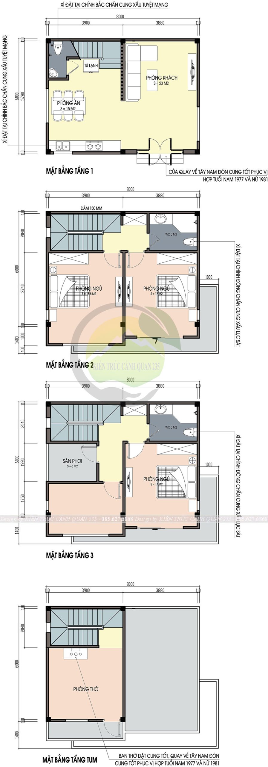 Nhà phố hiện đại 3 tầng 1 tum 3 mặt thoáng 6x8m tại Hà Nội 5