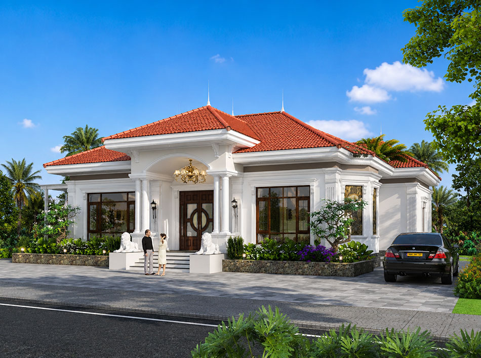 Biệt thự vườn 1 tầng mái nhật
