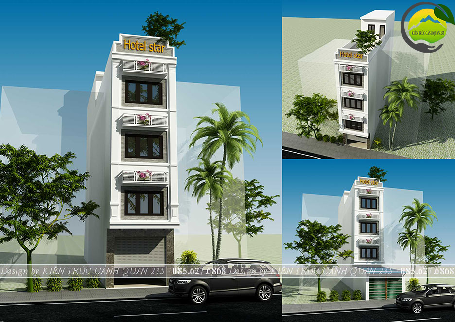 Thiết kế nhà nghỉ 4,5 tầng 80m2 tại Hà Nội 1