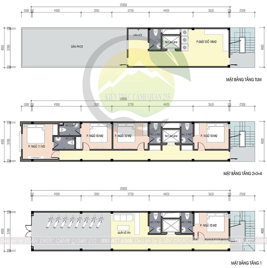 Thiết kế nhà nghỉ 4,5 tầng 80m2 tại Hà Nội 5