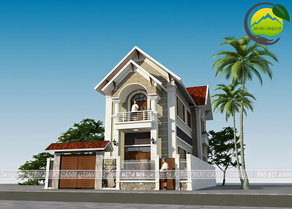 thiết kế biệt thự 2 tầng mái thái