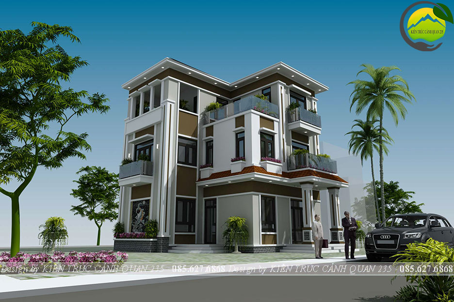 Mẫu Biệt Thự 3 Tầng Mái Nhật Hiện Đại 100m2
