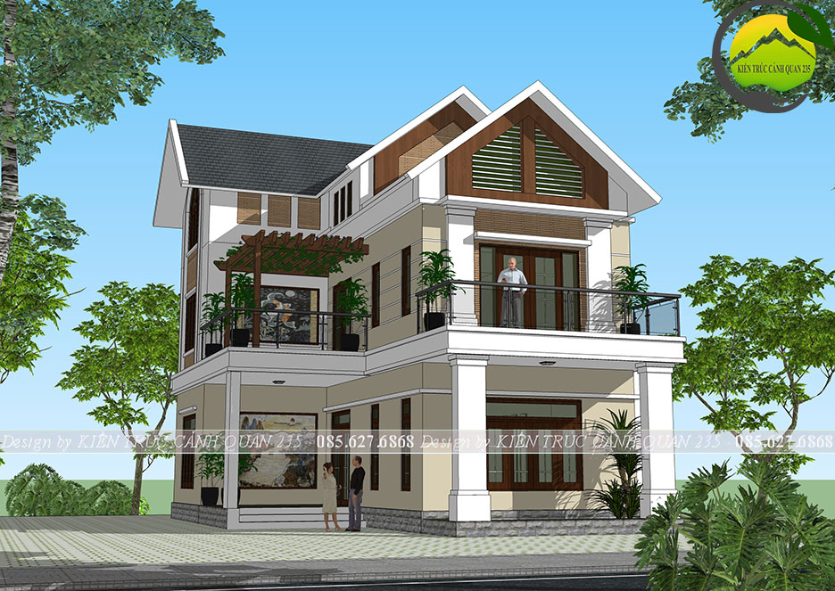Biệt thự hiện đại 3 tầng mái thái