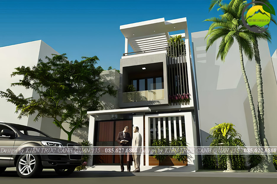 mẫu nhà phố 2 tầng 1 tum