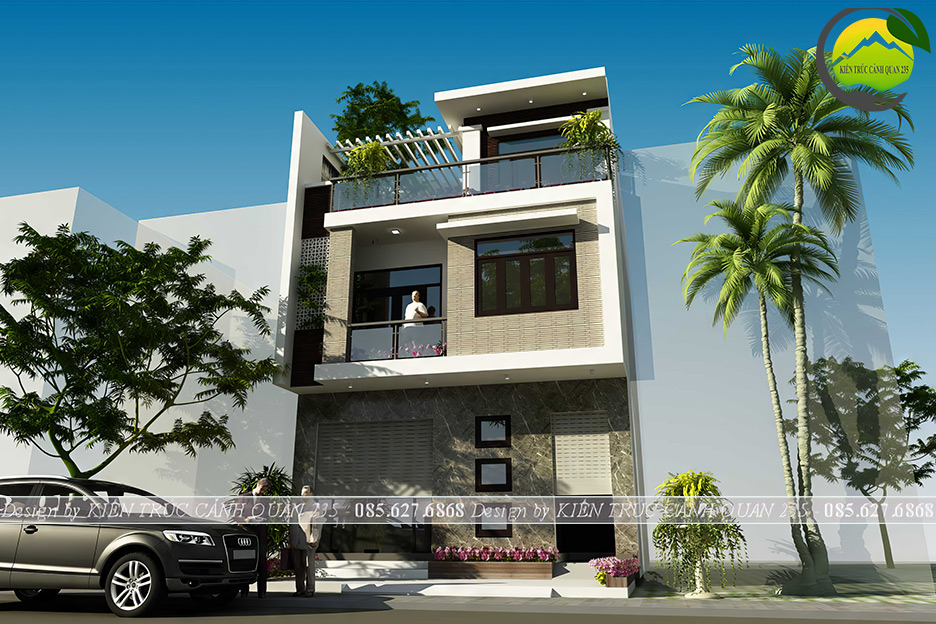 mẫu nhà phố 2 tầng 1 tum