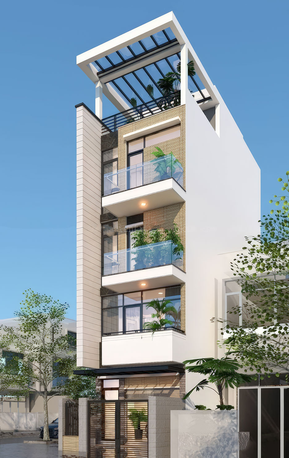 Nhà phố 4 tầng 1 tum lô góc 15