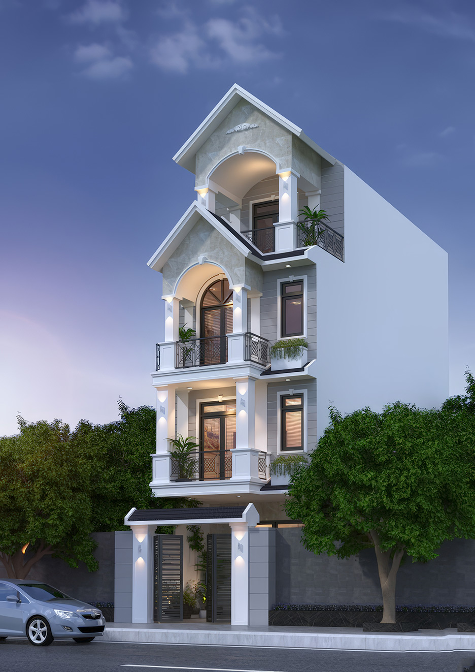 Nhà phố 4 tầng mái thái