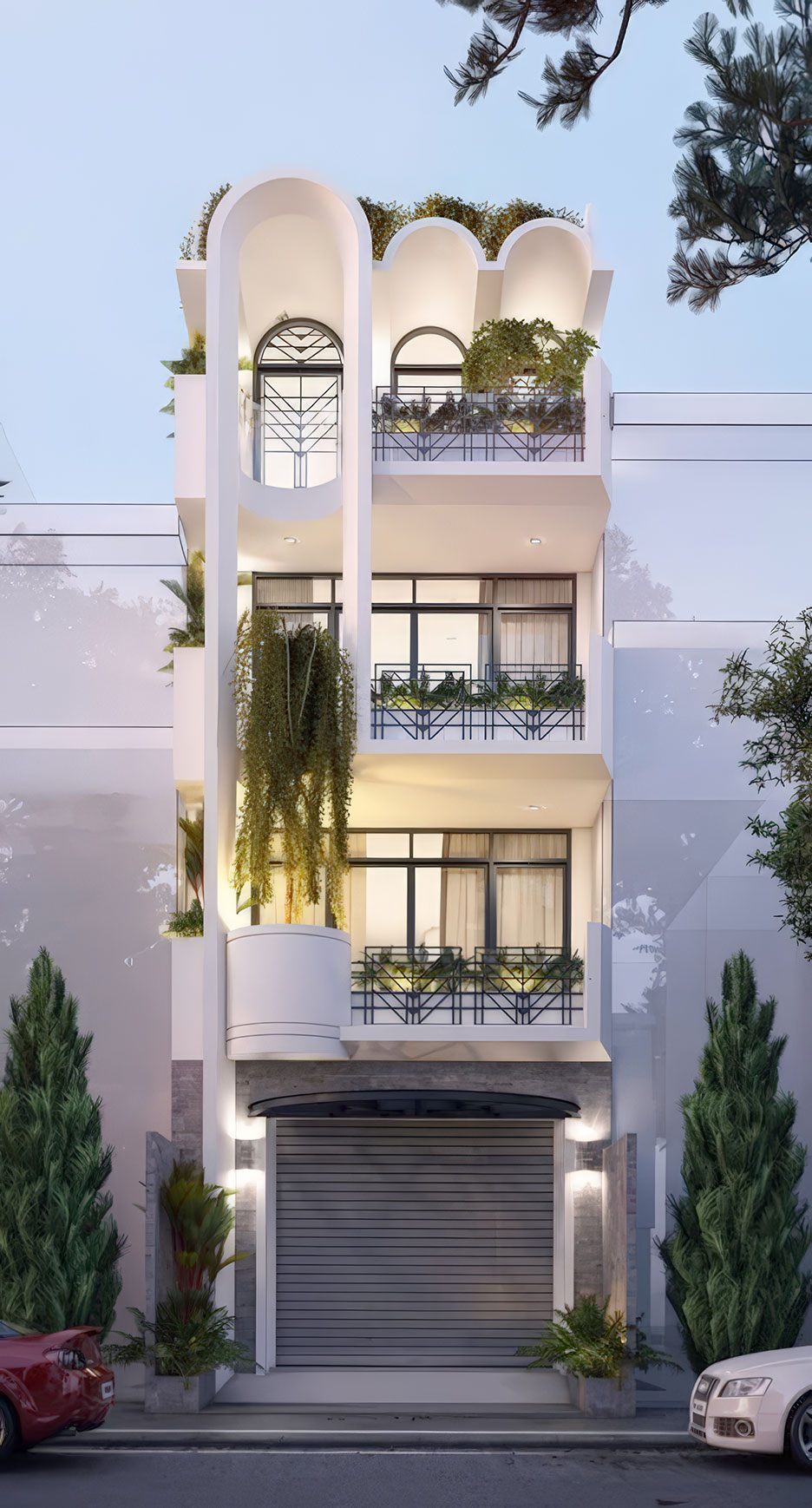 thiết kế nhà phố 4 tầng mặt tiền 5m 1