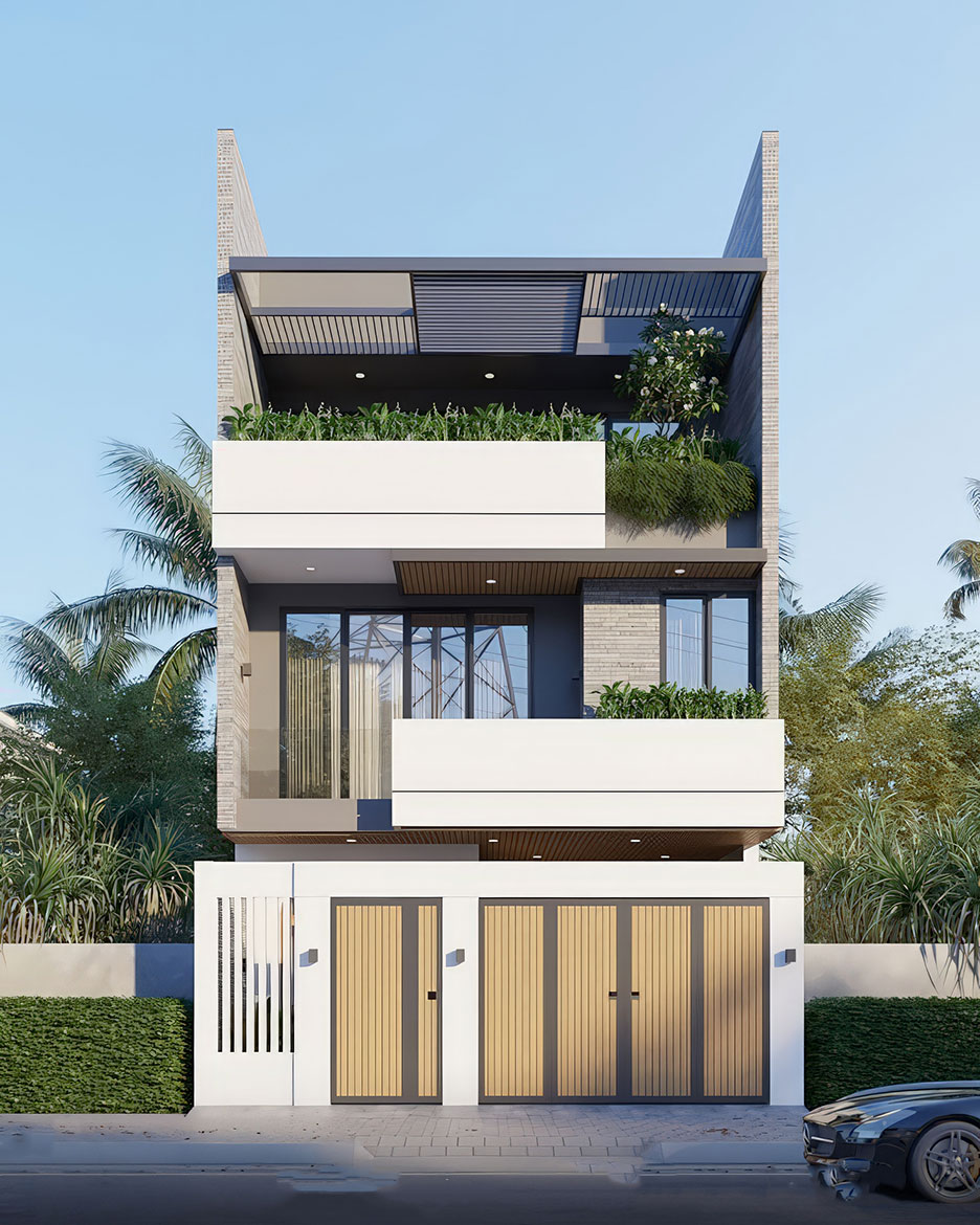 mẫu nhà 3 tầng mặt tiền 8m đẹp 16