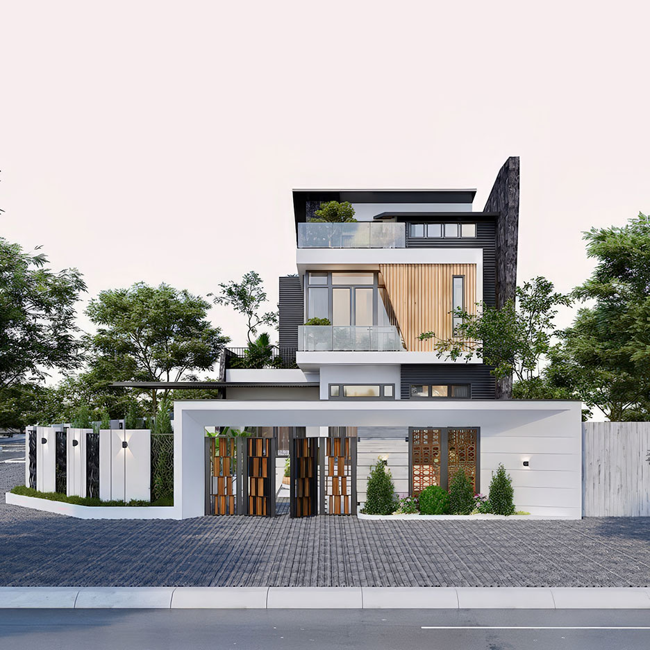 mẫu nhà 3 tầng đẹp mặt tiền 8m 19
