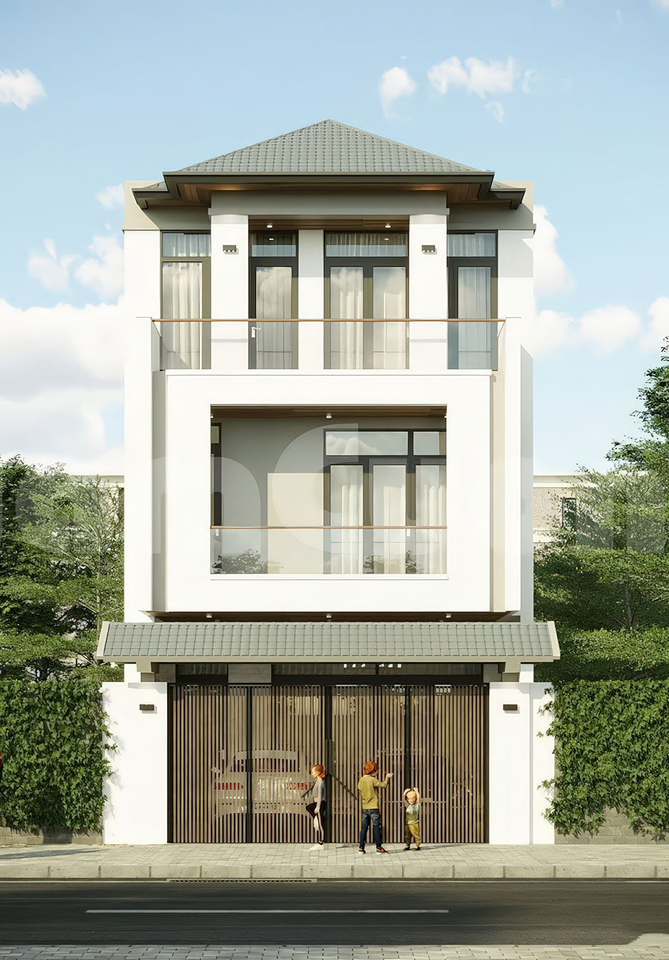 mẫu nhà 3 tầng đẹp mặt tiền 8m 17