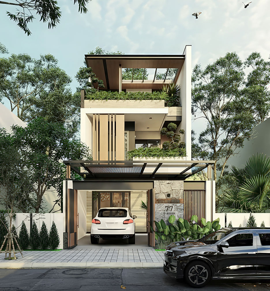 Nhà 3 tầng ngang 8m 12