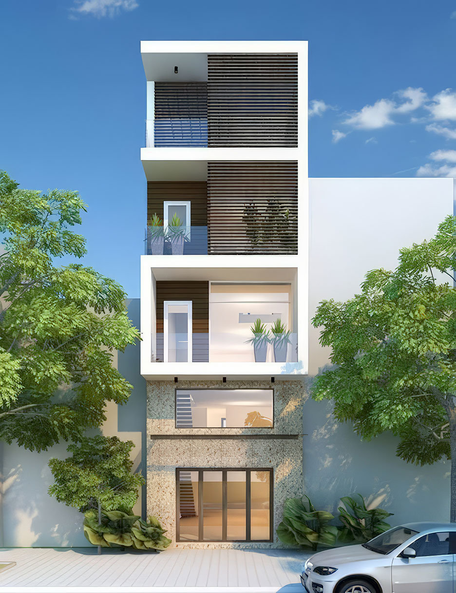 Nhà 4 tầng có gác lửng 8