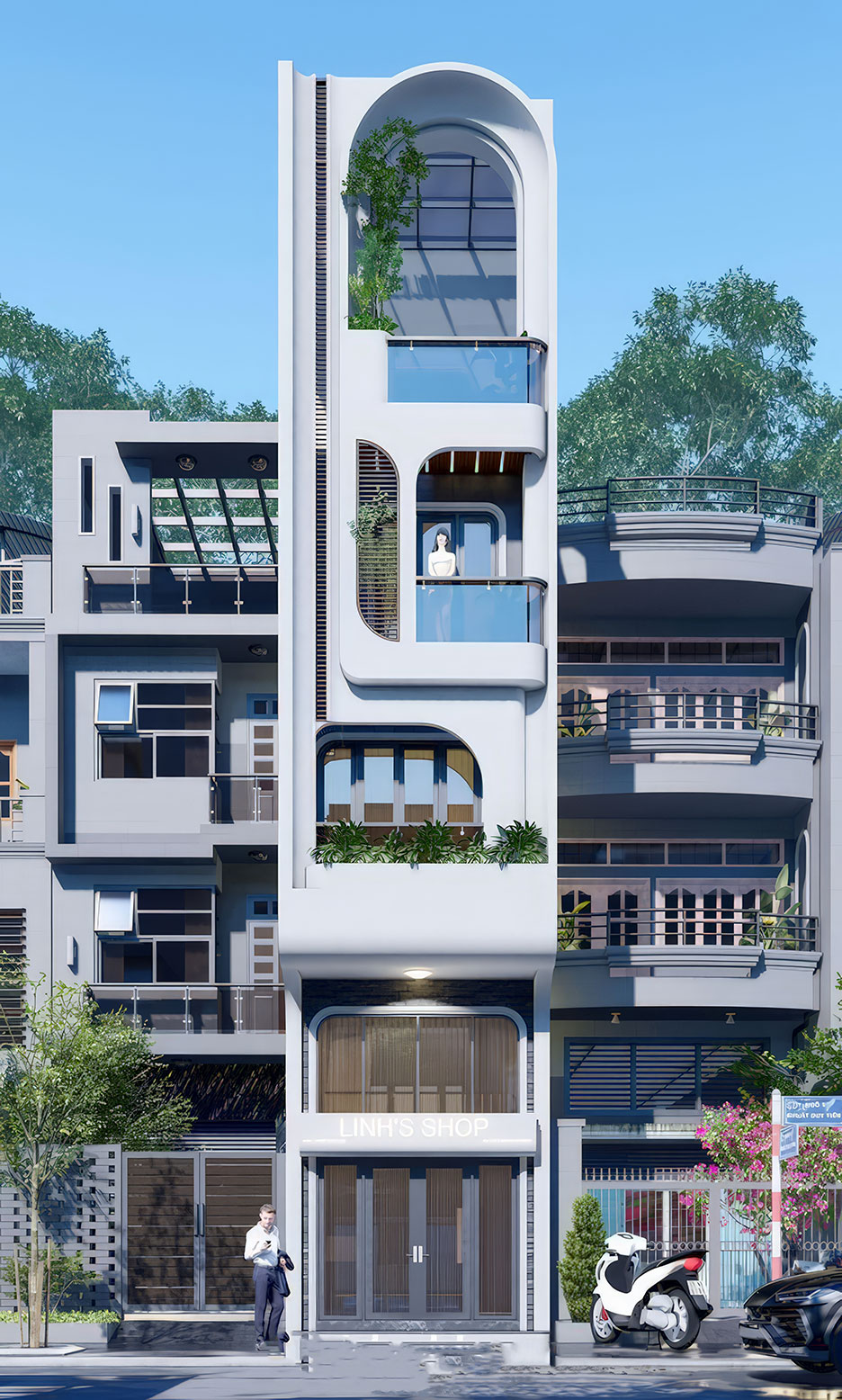 Nhà phố 4 tầng 1 tum có gác lửng 8