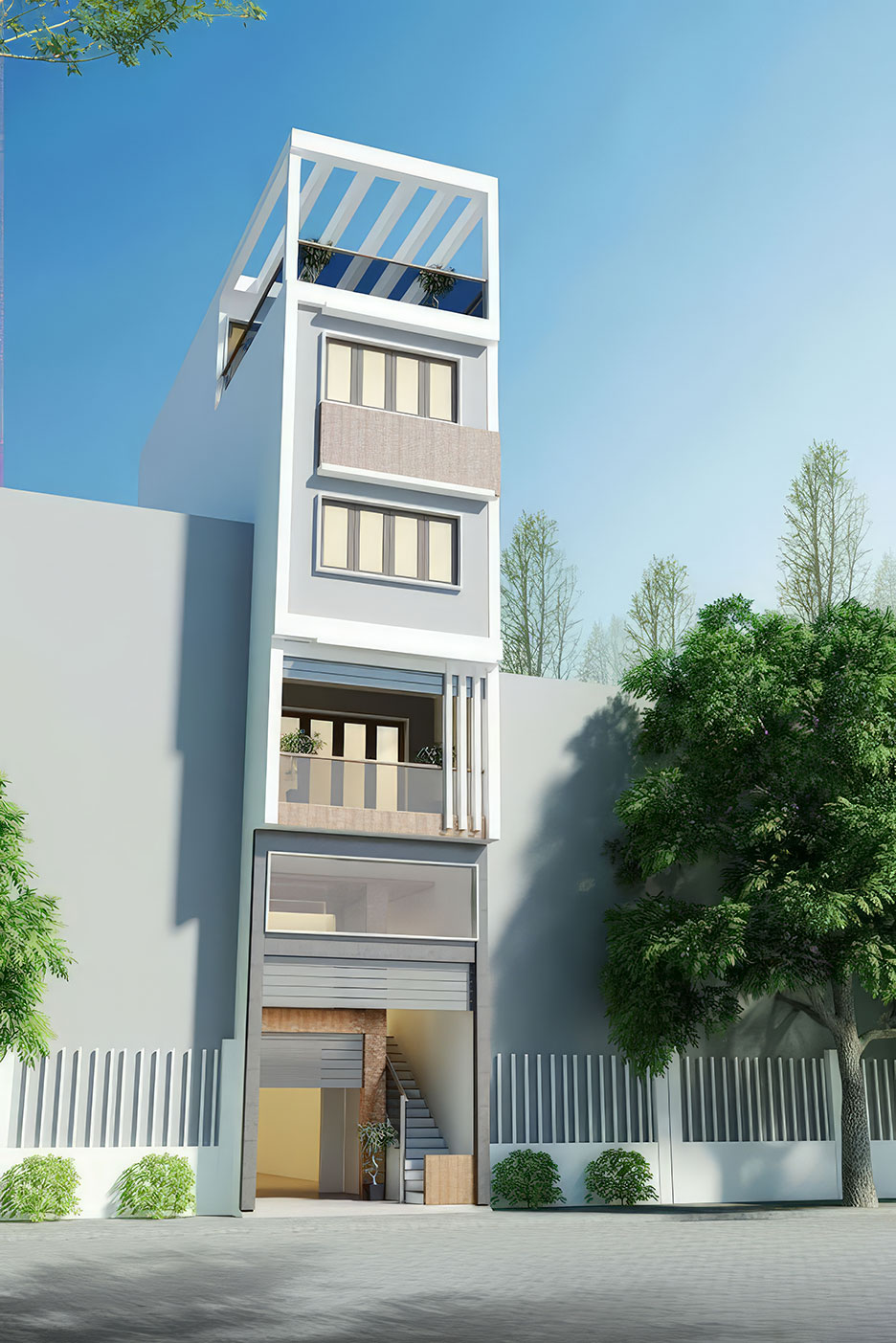 nhà phố 4 tầng có gác lửng 12