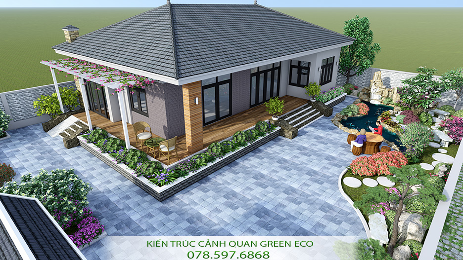 Biệt thự 1 tầng mái Nhật 3 phòng ngủ 250m2 tại Lâm Đồng
