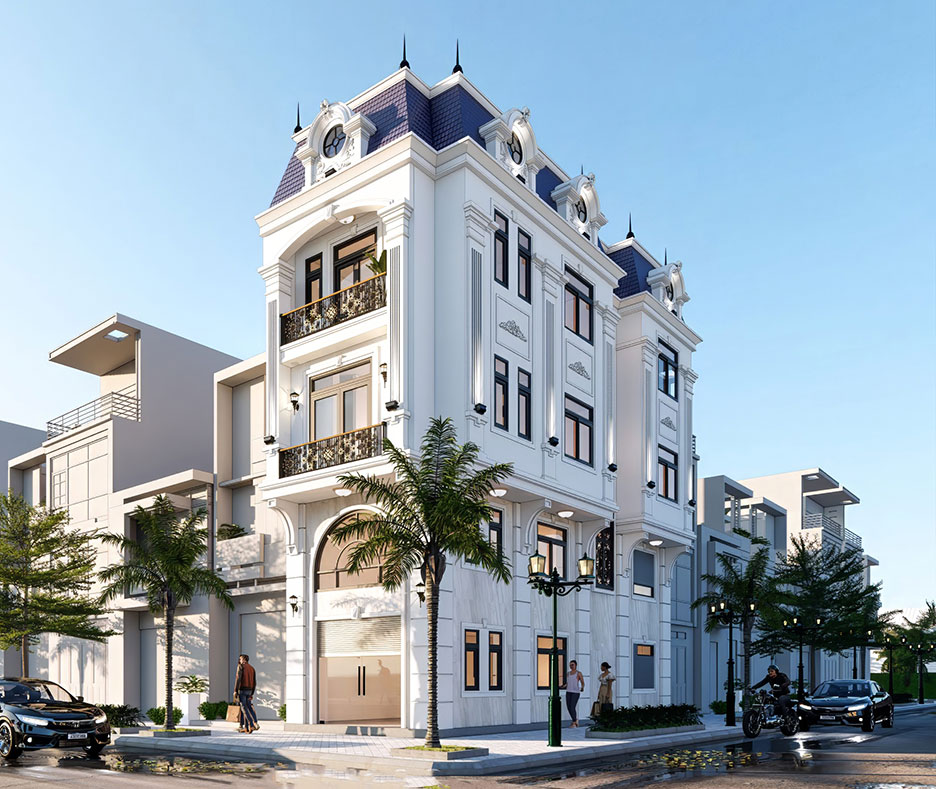nhà phố 3 tầng có gác lửng 4