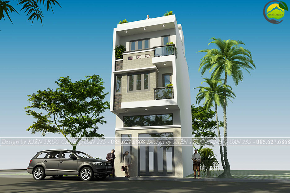 mẫu nhà phố 3 tầng có gác lửng đẹp 13