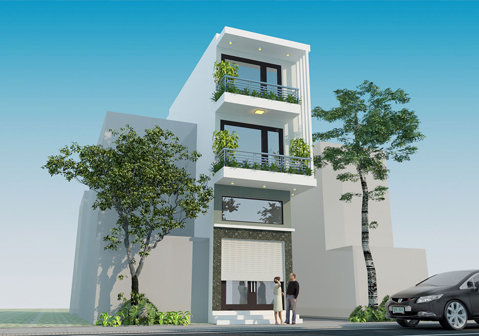 mẫu nhà phố 3 tầng có gác lửng đẹp 1