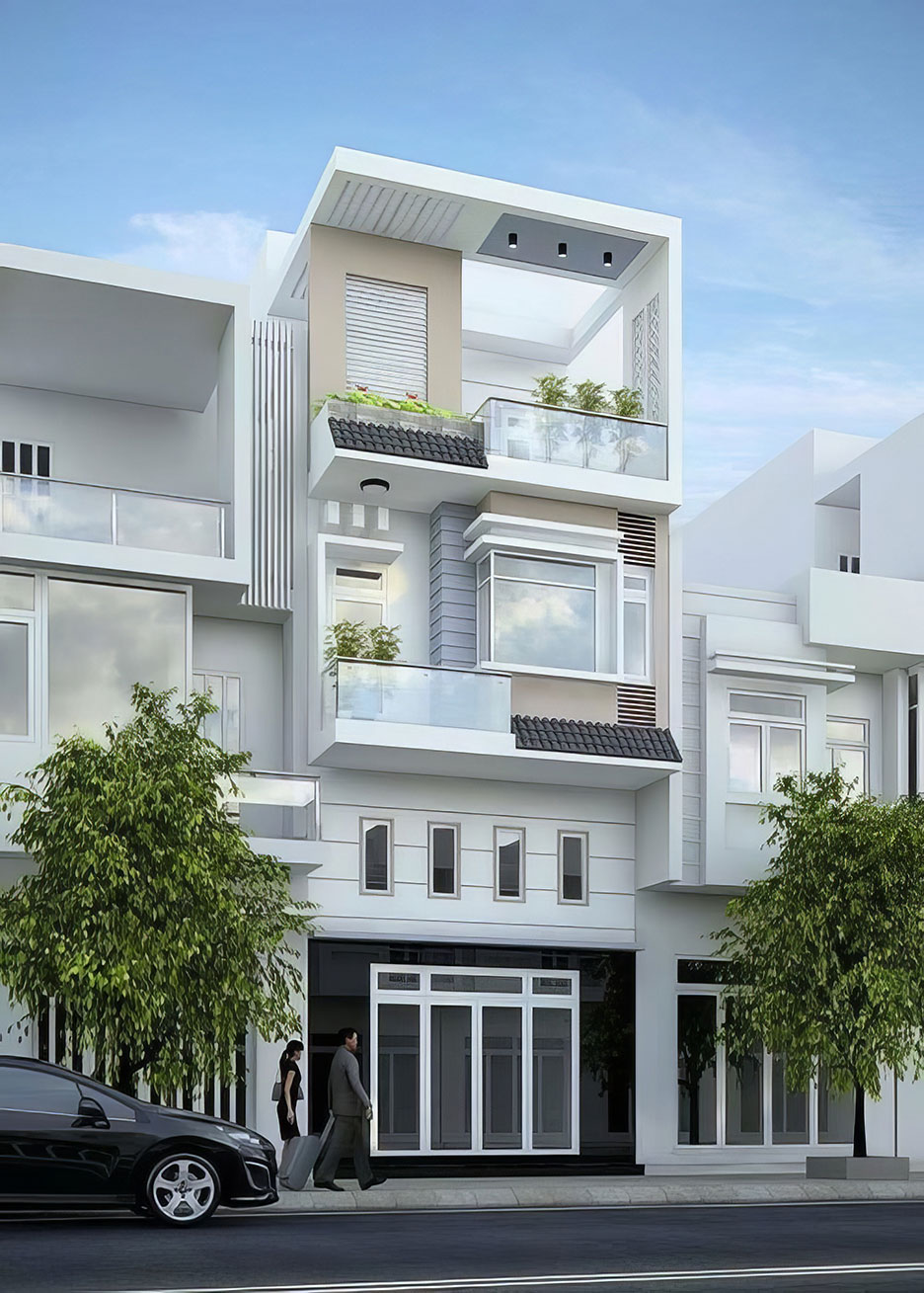 nhà phố 3 tầng có gác lửng 2