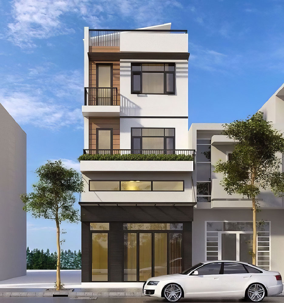 nhà phố 3 tầng có gác lửng 2