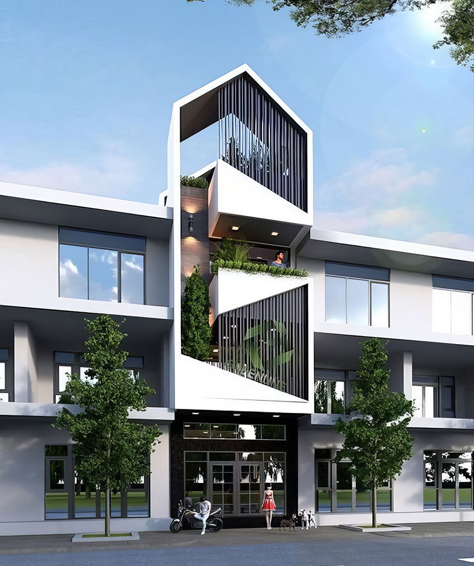 nhà phố 3 tầng có tầng lửng 7