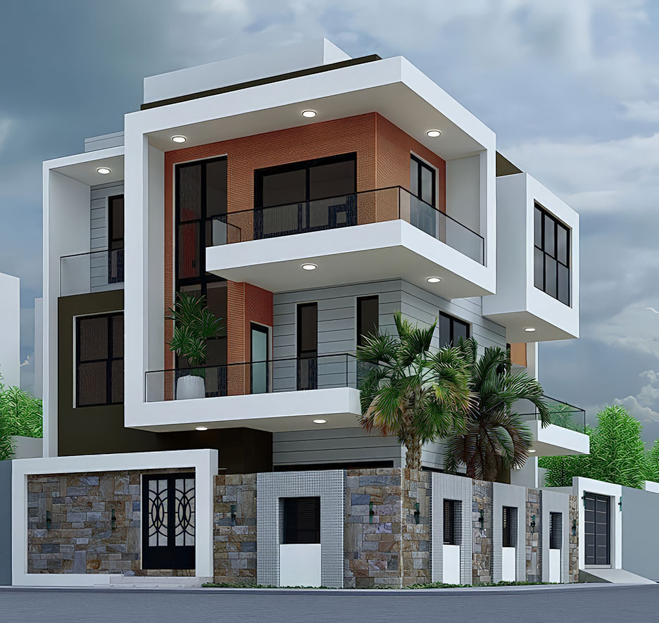 nhà phố 3 tầng 2 mặt tiền 1