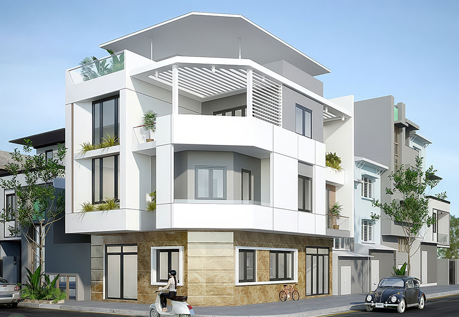 nhà phố 3 tầng 2 mặt tiền đẹp 7