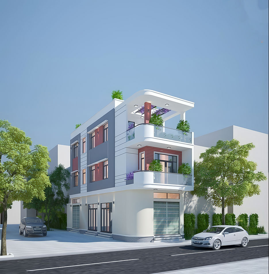 mẫu nhà phố 3 tầng lô góc đẹp 3