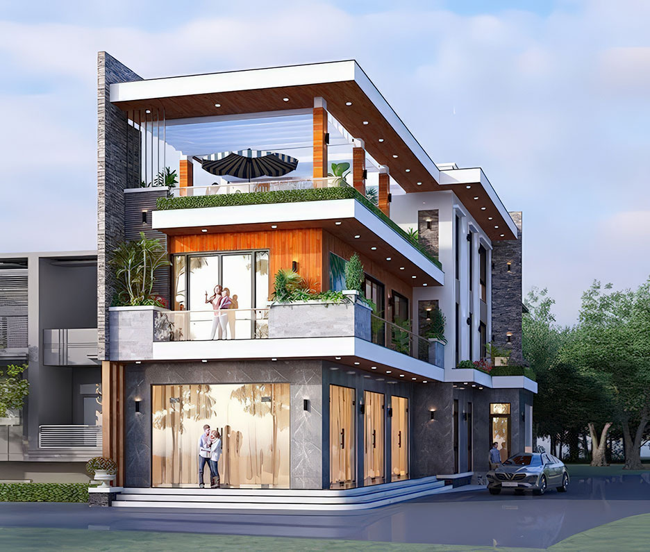 mẫu nhà 3 tầng lô góc 4