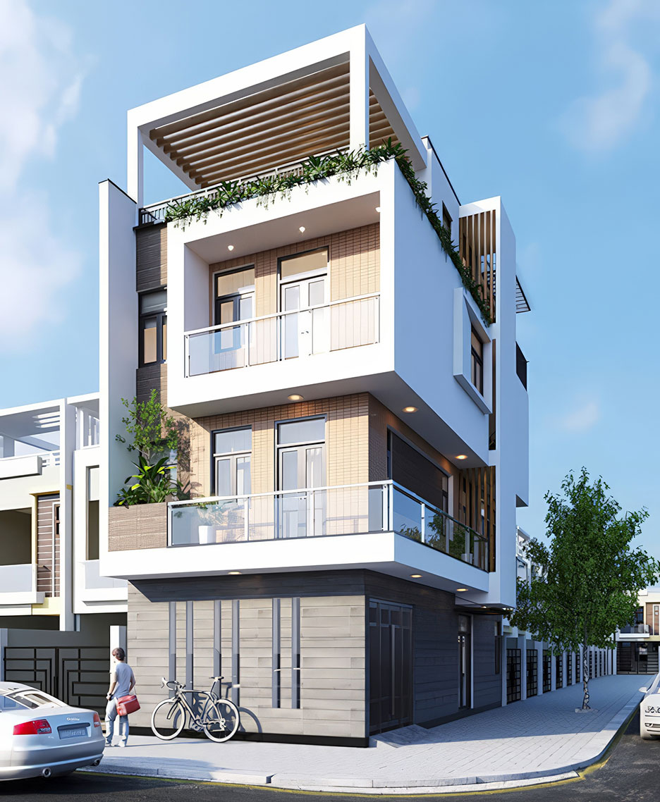 mẫu nhà 3 tầng lô góc 3
