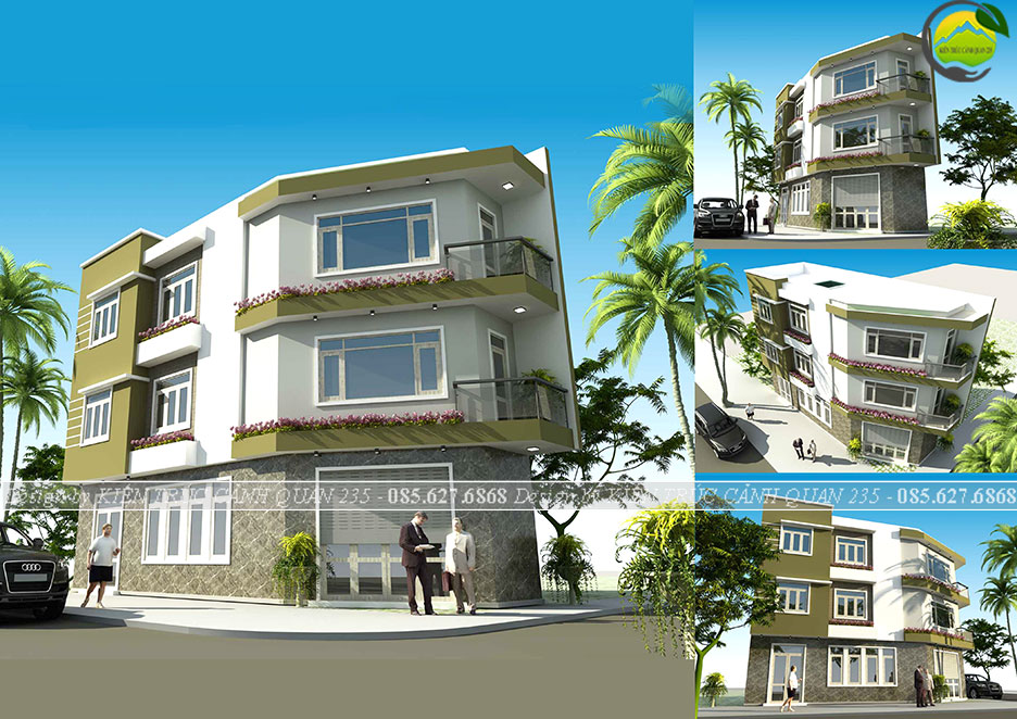 Nhà phố 3 tầng mái bằng lô góc 13